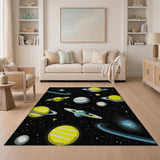 Galactic Yellow Planets Saturn Area Rug