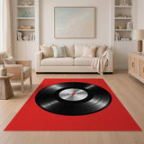 Retro Vinyl Record Red Area Rug