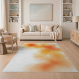 Vibrant Orange Watercolor Abstract Area Rug