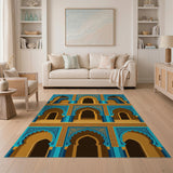 Teal Moroccan Arched Facade Rug