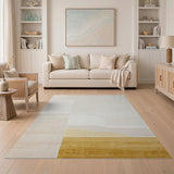Layered Beige Hills Abstract Area Rug