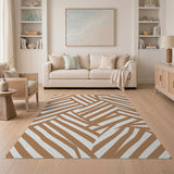Tan Woven Geometric Stripe Area Rug
