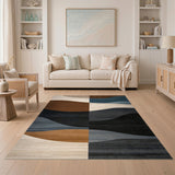 Abstract Wave Brown Area Rug