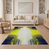 Navy Yellow Geometric Dotted Area Rug