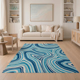 Blue Agate Swirl Abstract Area Rug