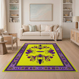 Purple Scorpion Lobster Motif Yellow Area Rug