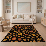Graphic Autumn Leaves Acorns Area Rug