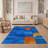 Blue and Teal Geometric Modern Bold Blue Geometric Abstract Area Rug