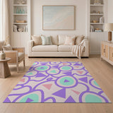 Multi-color and Patterns Purple Geometric Abstract Area Rug