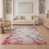 Vintage Pink Sakura Blossom Area Rug
