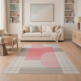 Pink Geometric Overlap Area Rug