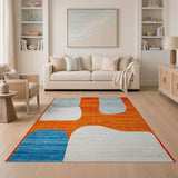 Vibrant Orange Abstract Area Rug with Organic Shapes