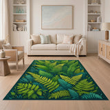 Lush Fern Grove Green Floral Vintage Area Rug