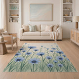 Delicate Blue Daisy Meadow Area Rug