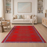 Vibrant Red Persian Rug with Ornate Borders