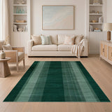 Emerald Green Vertical Striped Area Rug