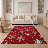 Snowflake Festive Red Snowflake Area Rug