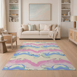 Playful Pastel Cartoon Wave Area Rug