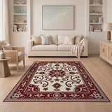 Red Red Ivory Traditional Persian Area Rug
