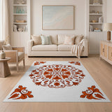 Intricate Orange Floral Mandala Rug