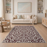 Intricate Maroon Floral Persian Area Rug