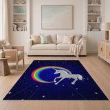 Rainbow Unicorn Starry Night Kids Area Rug
