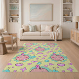 Adorable Kawaii Bunny Flower Area Rug
