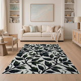 Floral Vintage Elegant Green Vine Leaf Area Rug