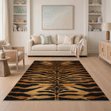 Bold Tiger Stripe Area Rug Black Orange