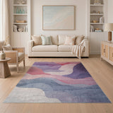 Abstract Area Multi-color and Patterns Purple Wave Abstract Area Rug