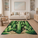 Vibrant Green Cactus Cluster Southwestern Rug