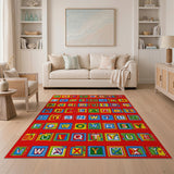 Vibrant ABC Alphabet Block Kids Area Rug