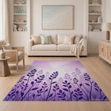 Purple Lavender Foliage Silhouette Rug