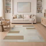 Modern Beige Block Geometric Area Rug