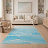 Serene Ocean Waves Blue Area Rug