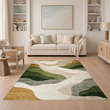 Wavy Abstract Beige and Neutral Area Rug
