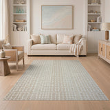 Geometric Modern Beige and Neutral Beige Hexagon Geometric Area Rug