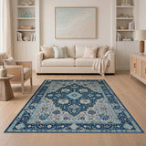 Traditional Persian Navy Persian Medallion Area Rug
