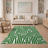 Green Intricate Green Maze Geometric Area Rug