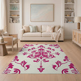 Elegant Pink Damask Floral Floral Vintage Area Rug