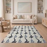 Grey Abstract Geometric Pattern Area Rug