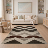 Geometric Grey Chevron Area Rug