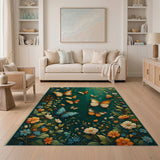 Emerald Green Butterfly Meadow Area Rug