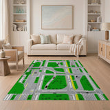 Retro Pixel City Intersection Area Rug