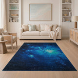 Nebula Galaxy Blue Teal Area Rug