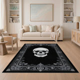 Grinning Skull Ornate Floral Border Rug