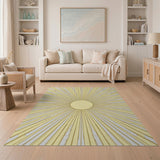 Gold and Silver Golden Sunburst Geometric Area Rug