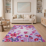 Swirling Pink Purple Floral Area Rug