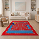 Bold Multi-Color Geometric Grid Area Rug