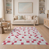 Pink Block Geometric Area Rug